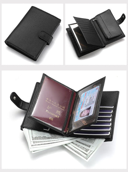 Men's And Women's PU Leather Wallet Travel Passport Wallet Multi Card Slot Credit Card Holder Wallet Travel Accessories