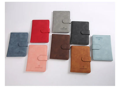 Leather Passport Holder Covers Case Waterproof Travel Credit Card Wallet Cute Passport Book for Women/Men Buckle Passport Cover