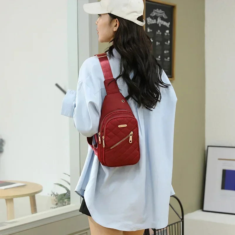 Women's Crossbody Bag Chest Bag Composite Fabric Leisure Shoulder Bag Ladies Backpack Embroidered
