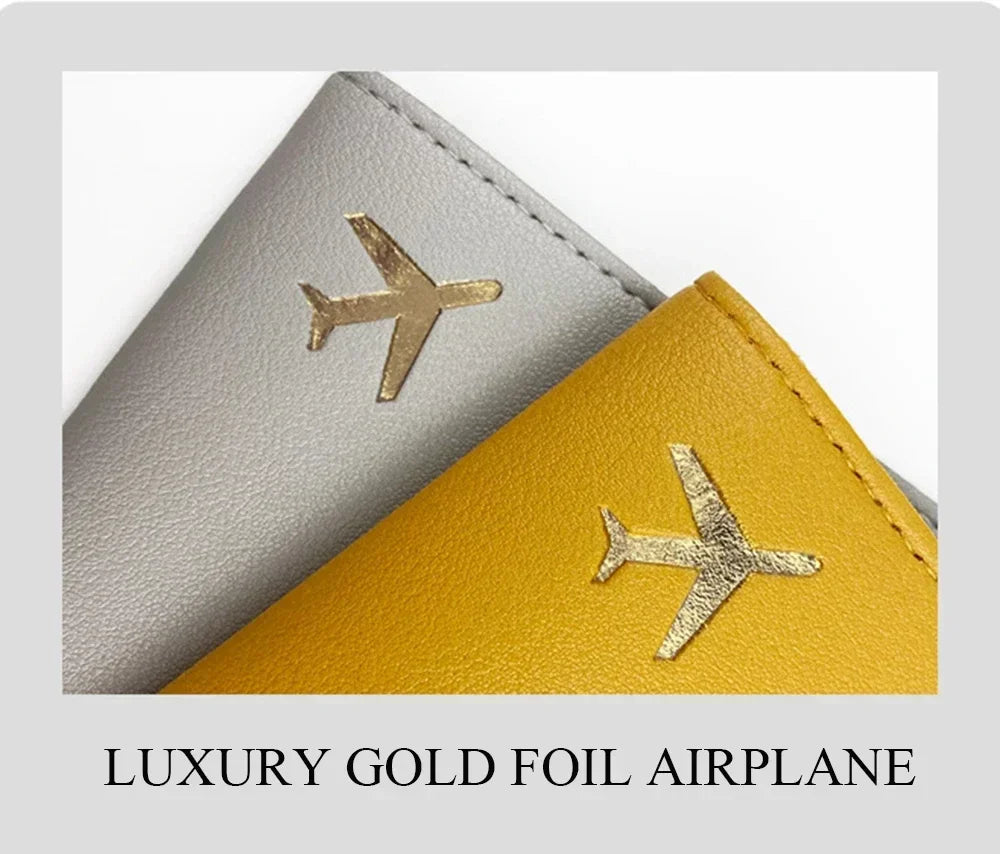 Passport Holder Case for Men Women Unisex Gold Airplane Travel Accessory Cover Lightweight Waterproof Rfid Blocking Slim Holder
