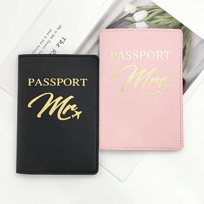 2PCS a Set Mr/Mrs Lovers Couples PU Leather Passport Cover Case Holder Travel Accessories Wallet for Women For Men