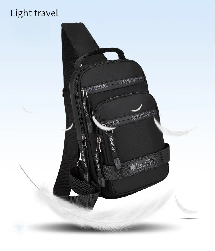 Chest Bag For Men New Large Capacity Shoulder Travel Lightweight Nylon Crossbody Bag Backpack