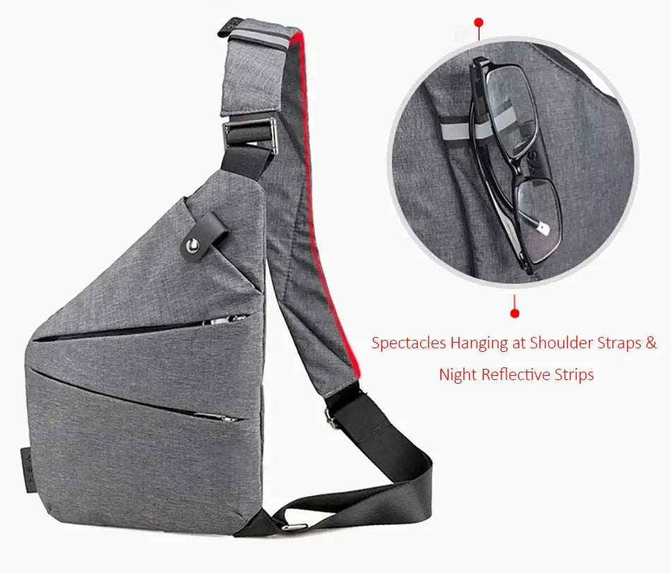 DIENQI Anti-theft Men Chest Bag Waterproof Chest Pack Travel  Personal Pocket Tactical Male Sling Bag Chest Cross body Bag Pauch