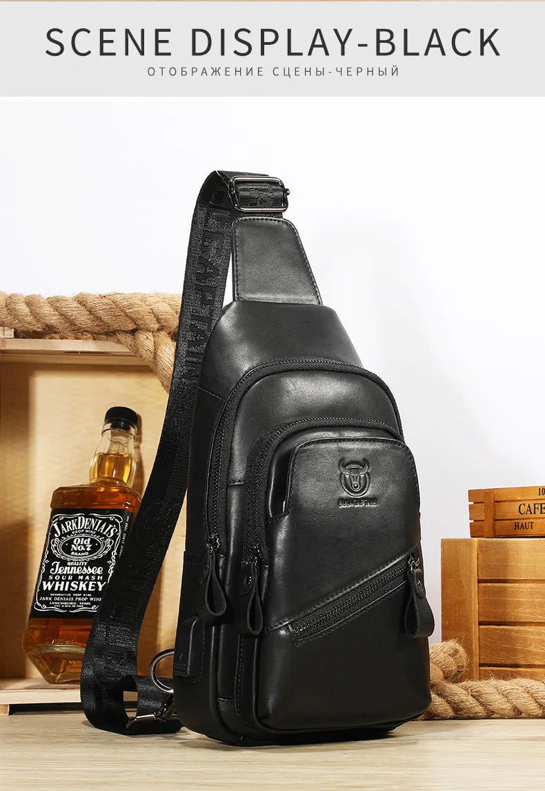 Men's Genuine Leather Chest Bag Large Capacity Casual Men's Messenger Bag Classic Leather Chest Bag XB 127