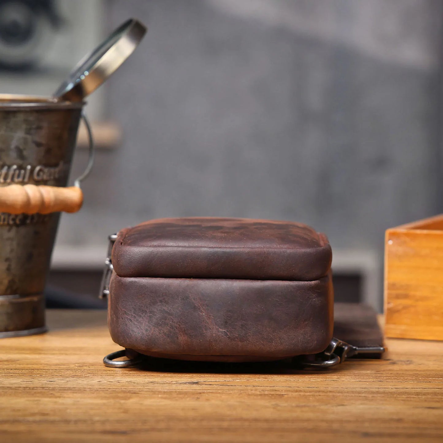 Premium Genuine Leather Chest Bag For men Vintage Full Grain Leather Crossbody Shoulder Bag Sling Bag Daypack Large Capacity