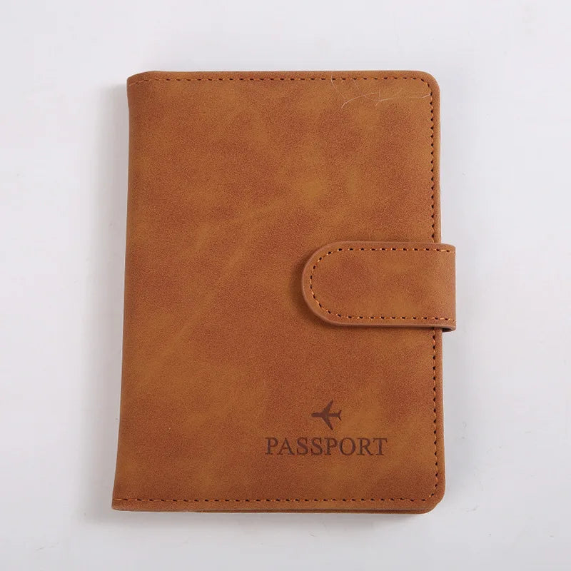 Leather Passport Holder Covers Case Waterproof Travel Credit Card Wallet Cute Passport Book for Women/Men Buckle Passport Cover