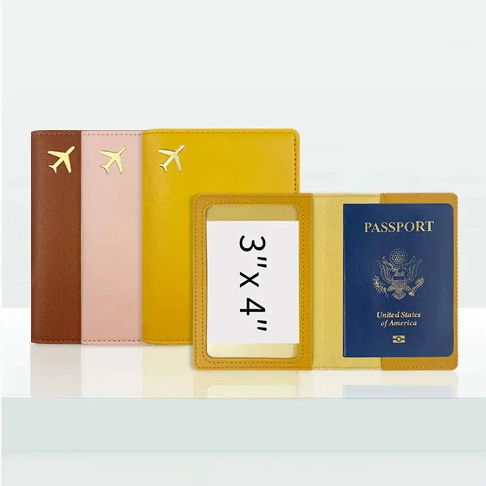 Passport Holder Case for Men Women Unisex Gold Airplane Travel Accessory Cover Lightweight Waterproof Rfid Blocking Slim Holder