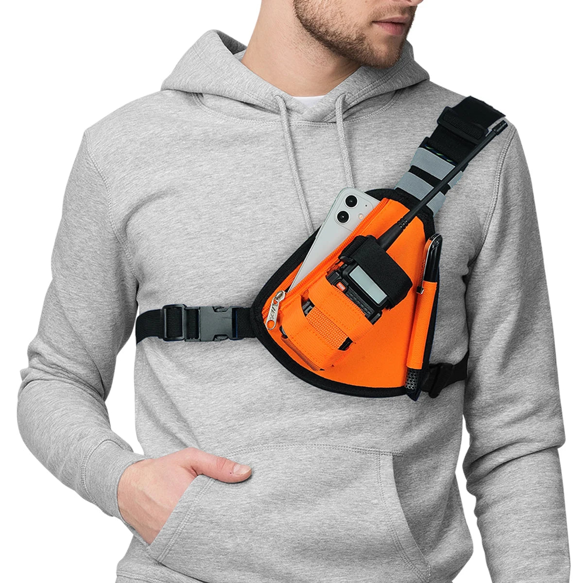 BAOFENG&ABBRREE radio chest harness Tactical Vest Nylon Vest chest rig Pack Bag Pouch Holster Walkie Talkie for BF-888S UV-5R