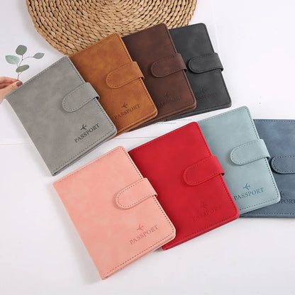 Leather Passport Holder Covers Case Waterproof Travel Credit Card Wallet Cute Passport Book for Women/Men Buckle Passport Cover