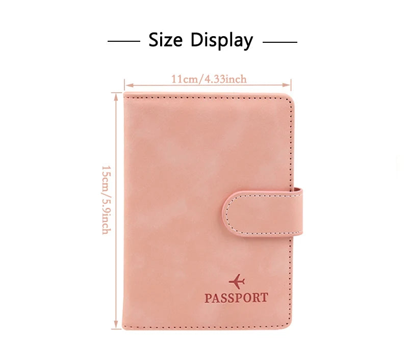 Leather Passport Holder Covers Case Waterproof Travel Credit Card Wallet Cute Passport Book for Women/Men Buckle Passport Cover