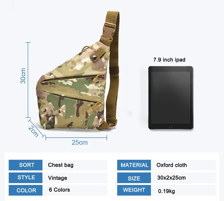 DIENQI Anti-theft Men Chest Bag Waterproof Chest Pack Travel  Personal Pocket Tactical Male Sling Bag Chest Cross body Bag Pauch