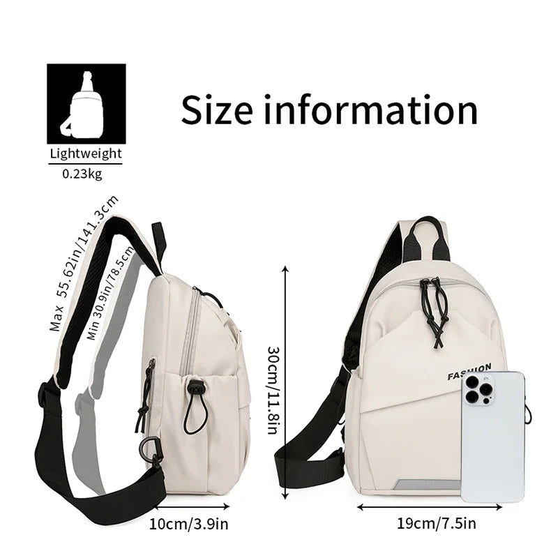 1piece fashion nylon messenger bag, Women's chest bag, adjustable shoulder strap, zipper closure, suitable for outdoor, sports, commuting