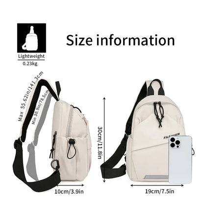 1piece fashion nylon messenger bag, Women's chest bag, adjustable shoulder strap, zipper closure, suitable for outdoor, sports, commuting