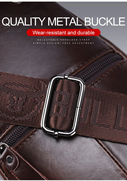 Men's Genuine Leather Chest Bag Large Capacity Casual Men's Messenger Bag Classic Leather Chest Bag XB 127