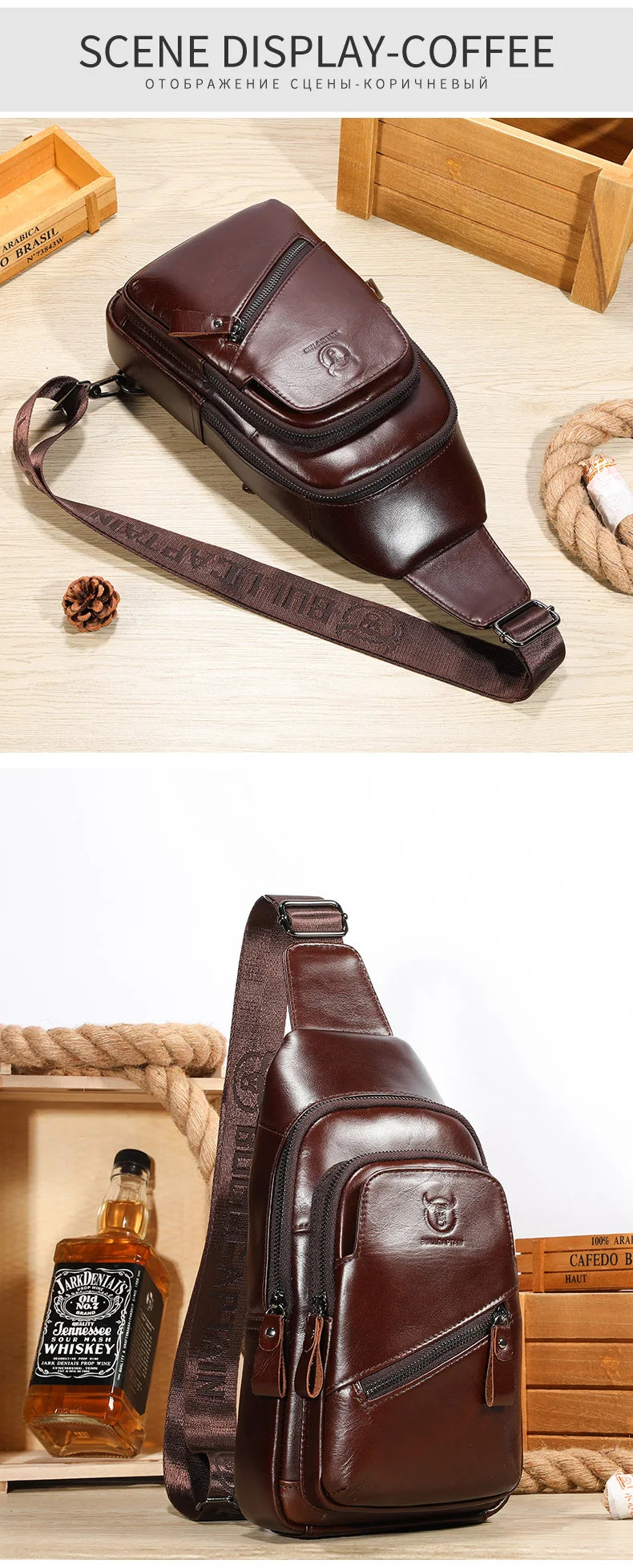 Men's Genuine Leather Chest Bag Large Capacity Casual Men's Messenger Bag Classic Leather Chest Bag XB 127