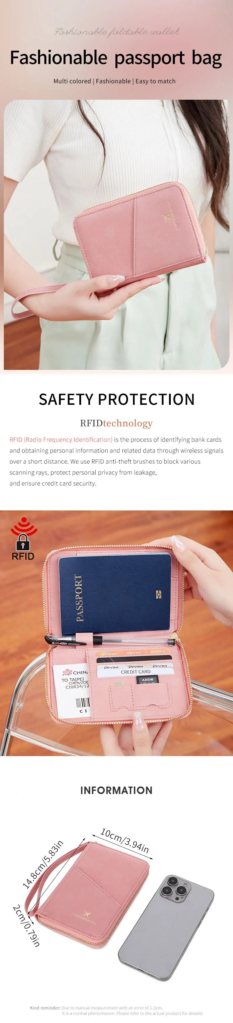 New retro passport bag for men and women RFID fashionablepassport cover multifunctionalPUleather passport clip travelaccessories