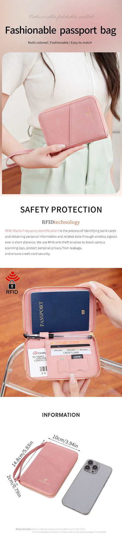 New retro passport bag for men and women RFID fashionablepassport cover multifunctionalPUleather passport clip travelaccessories
