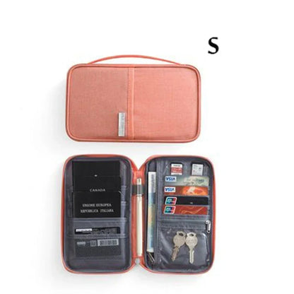 Women Multi-Function Waterproof Travel Passport Holder Cover Case Pink Bags Family Document Organizer Travel Accessories Bag