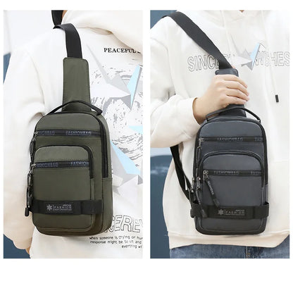 Chest Bag For Men New Large Capacity Shoulder Travel Lightweight Nylon Crossbody Bag Backpack