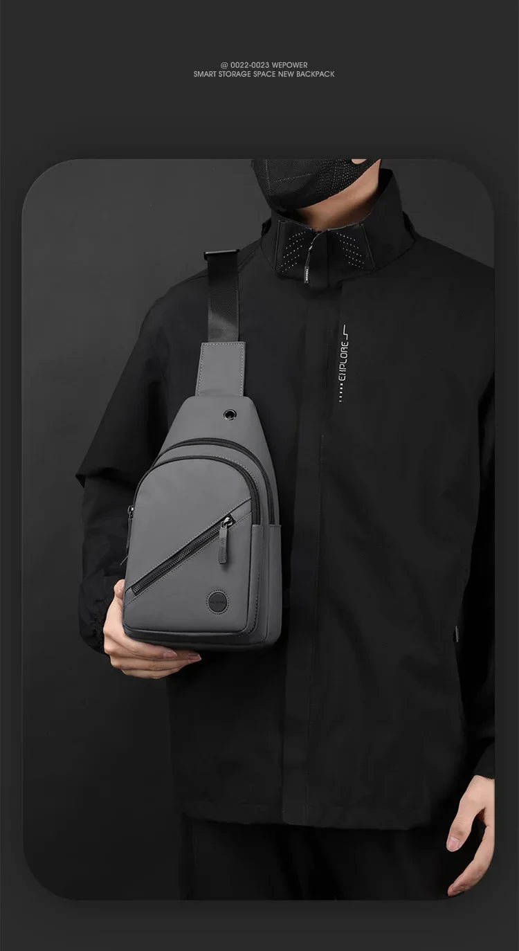 Lightweight Men's Chest Bag, Casual Nylon Crossbody Bag,Hiking Multipurpose Sling Bag for Outdoor Sports & Daily Commute