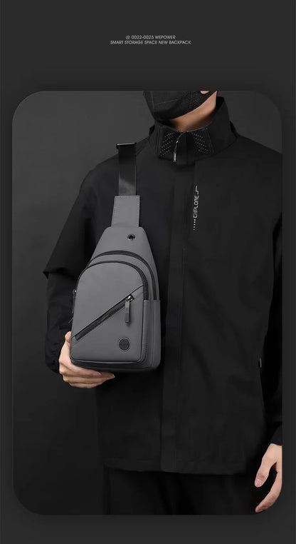 Lightweight Men's Chest Bag, Casual Nylon Crossbody Bag,Hiking Multipurpose Sling Bag for Outdoor Sports & Daily Commute
