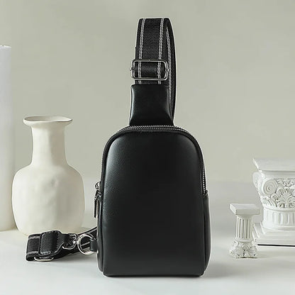 Unisex small chest bag 2024 new soft leather waist bag mobile phone bag fashionable and versatile women's one shoulder crossbody