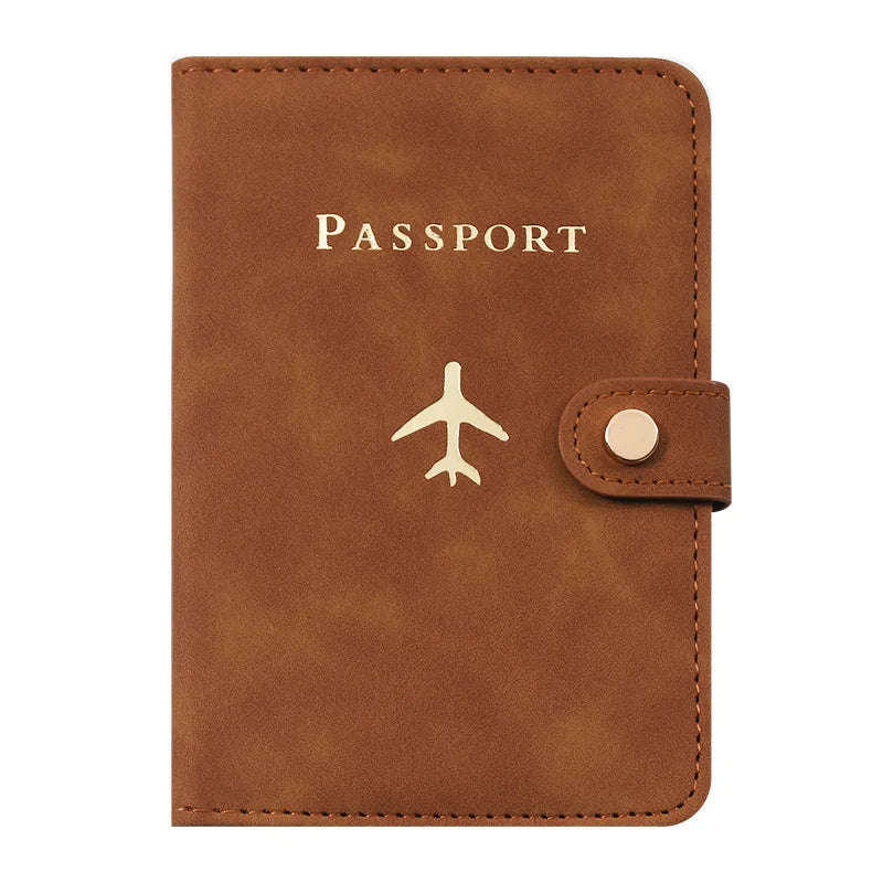 Leather Passport Holder Covers Case Waterproof Travel Credit Card Wallet Cute Passport Book for Women/Men Buckle Passport Cover