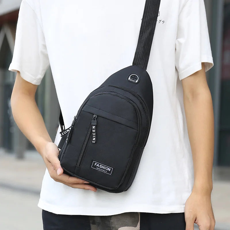 2025 New Multifunctional Chest Bag Men's Fashion Trend Oxford Cloth Shoulder Bag Korean Style Casual Waterproof Messenger Bag