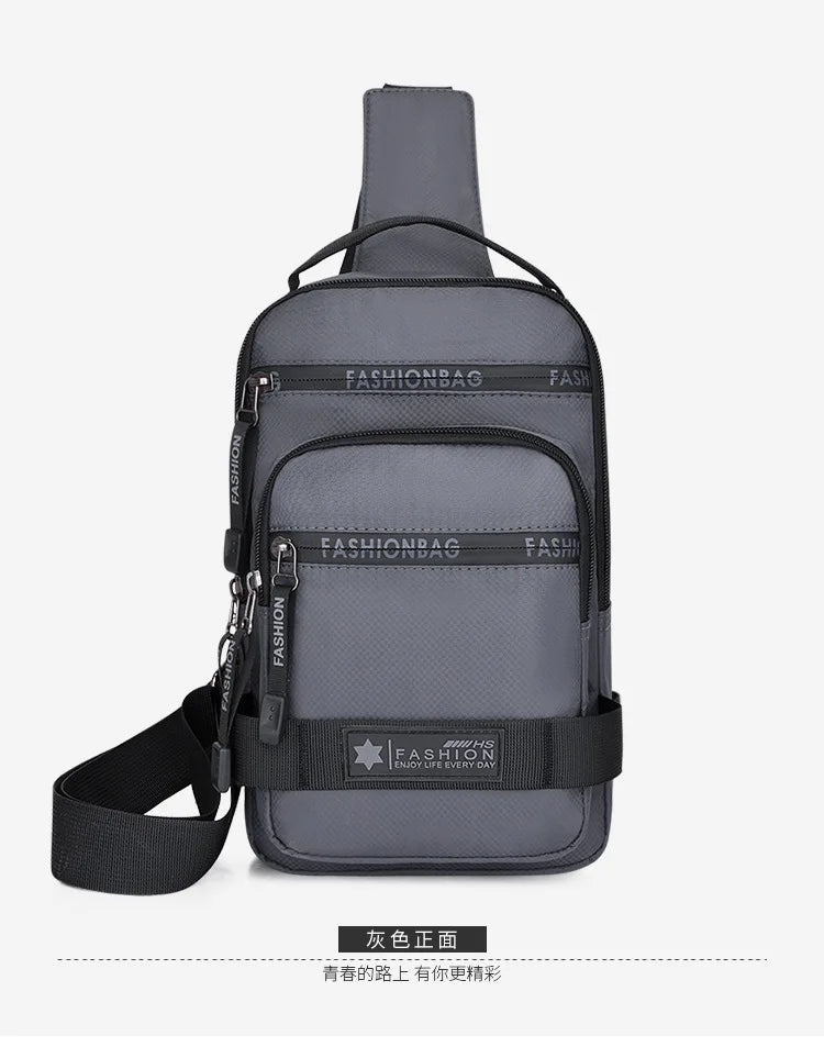 Chest Bag For Men New Large Capacity Shoulder Travel Lightweight Nylon Crossbody Bag Backpack