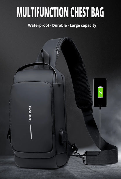 New Brand Designer Men Crossbody Bag PU Leather Classic Anti-Theft Shoulder Bag Chest Bag Multifunctional for Men