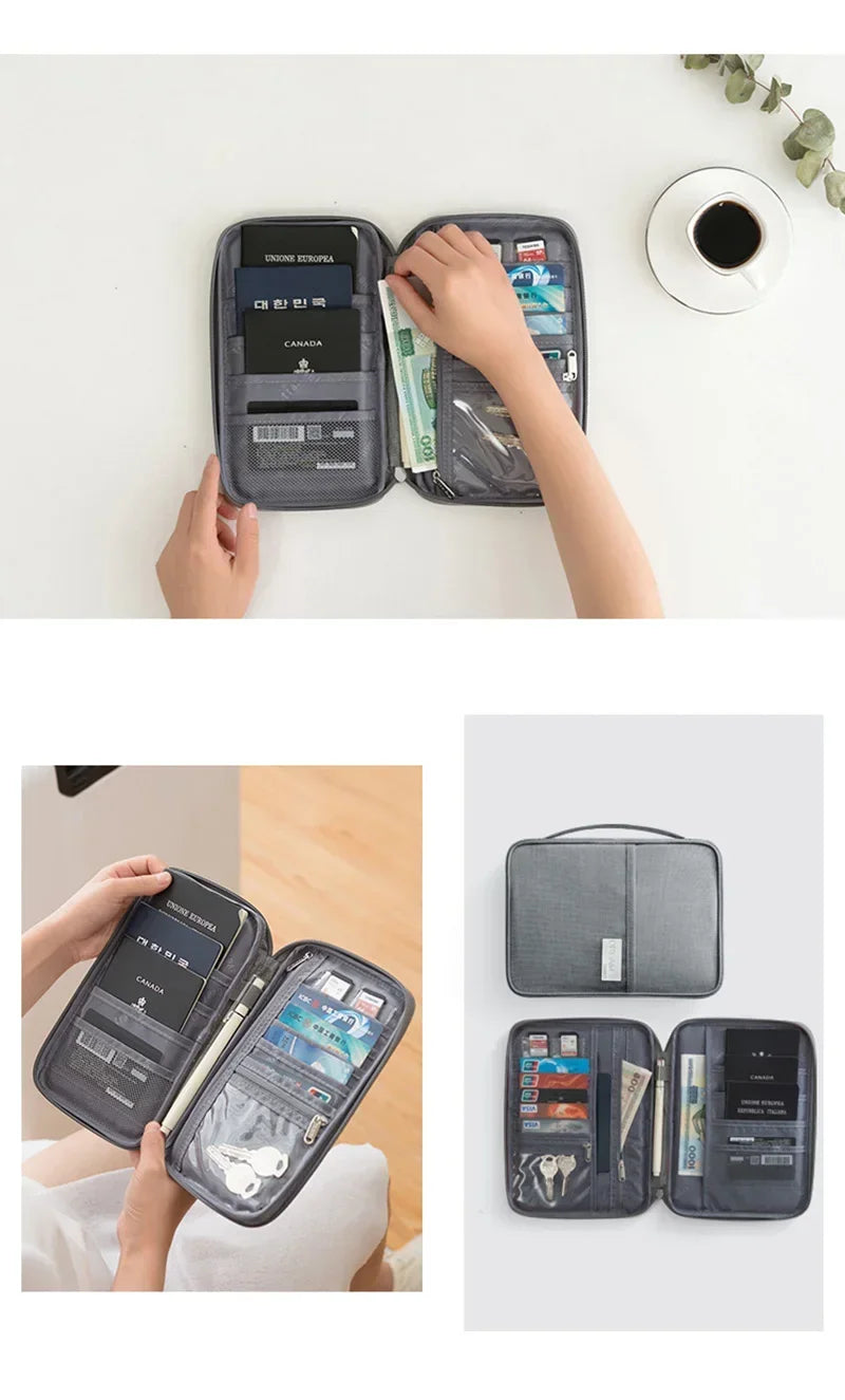 Women Multi-Function Waterproof Travel Passport Holder Cover Case Pink Bags Family Document Organizer Travel Accessories Bag