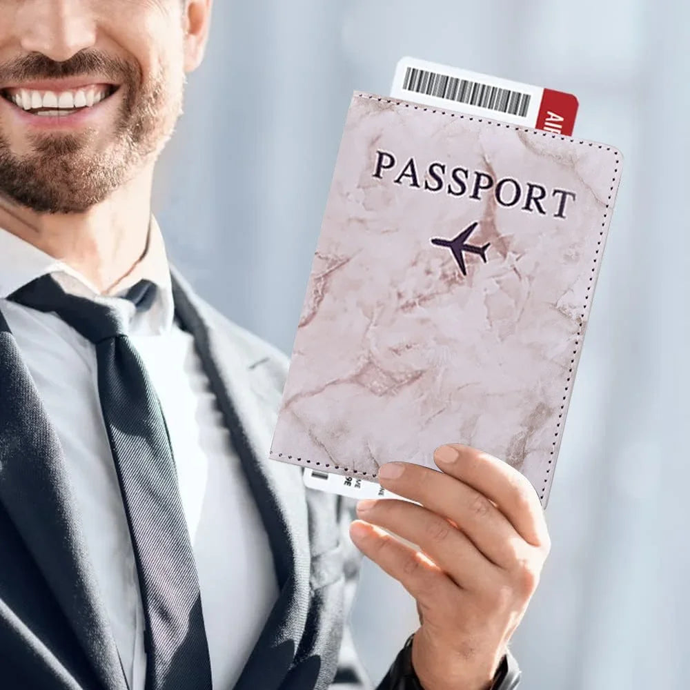 Fashion Passport Protective Cover Embroidery Letter Pattern Travel Passport Holder Wallet Gift PU Leather Card Case Cover Unisex