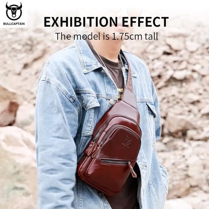 Men's Genuine Leather Chest Bag Large Capacity Casual Men's Messenger Bag Classic Leather Chest Bag XB 127