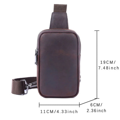 Premium Genuine Leather Chest Bag For men Vintage Full Grain Leather Crossbody Shoulder Bag Sling Bag Daypack Large Capacity