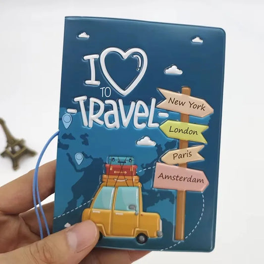 Fashion Emboss Women's Passport Cover Print Girls Boys ID Card Holder Travel Ticket Passport Case
