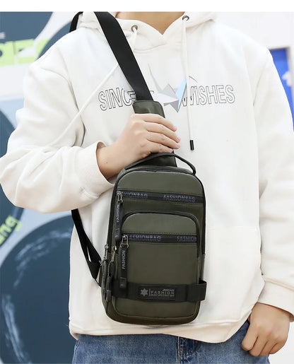 Chest Bag For Men New Large Capacity Shoulder Travel Lightweight Nylon Crossbody Bag Backpack