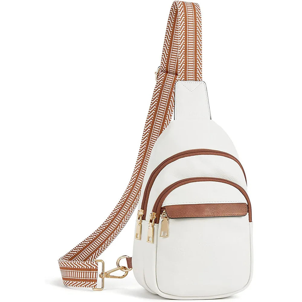 PU Women's Chest Bag Single Shoulder Crossbody Bag Large Capacity Backpack Girl's Shoulder Bag