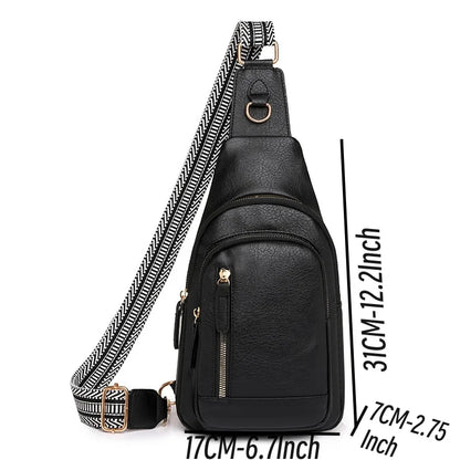 PU Women's Chest Bag Single Shoulder Crossbody Bag Large Capacity Backpack Girl's Shoulder Bag