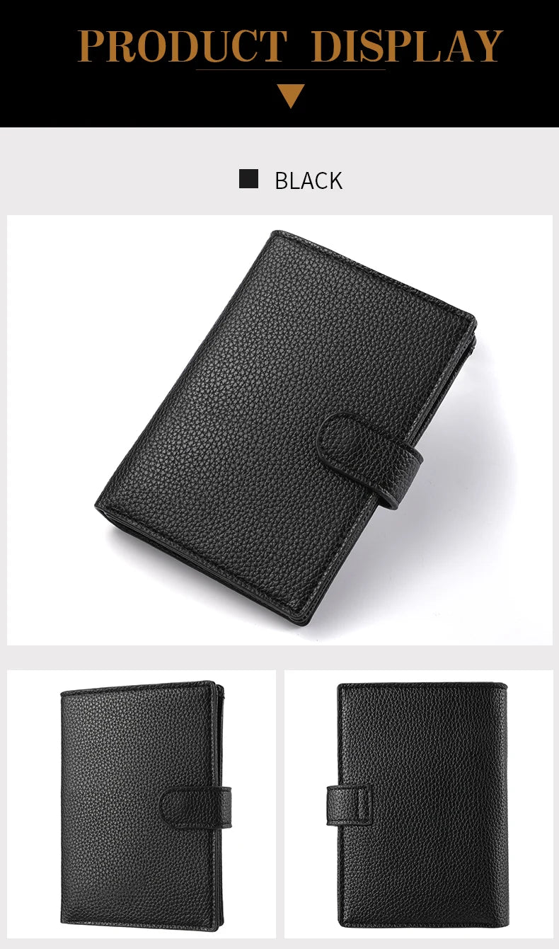 Men's And Women's PU Leather Wallet Travel Passport Wallet Multi Card Slot Credit Card Holder Wallet Travel Accessories