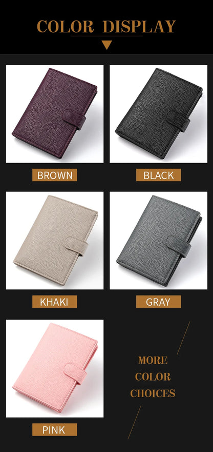 Men's And Women's PU Leather Wallet Travel Passport Wallet Multi Card Slot Credit Card Holder Wallet Travel Accessories