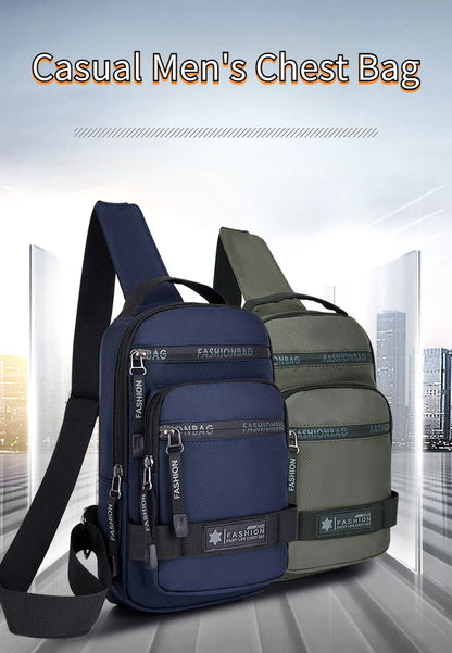 Chest Bag For Men New Large Capacity Shoulder Travel Lightweight Nylon Crossbody Bag Backpack