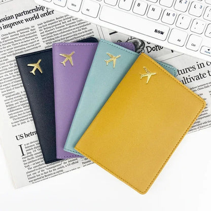 Passport Holder Case for Men Women Unisex Gold Airplane Travel Accessory Cover Lightweight Waterproof Rfid Blocking Slim Holder