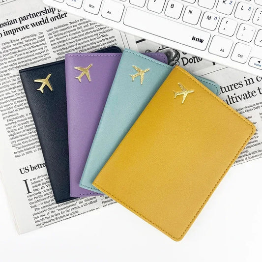 Passport Holder Case for Men Women Unisex Gold Airplane Travel Accessory Cover Lightweight Waterproof Rfid Blocking Slim Holder