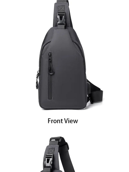 A Cool Men's Messenger Bag Casual Oxford Waterproof And Wearable Shoulder Bag Usb Rechargeable Chest Bag
