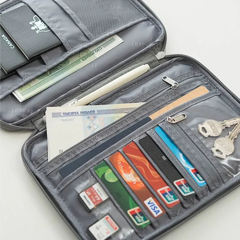 Women Multi-Function Waterproof Travel Passport Holder Cover Case Pink Bags Family Document Organizer Travel Accessories Bag