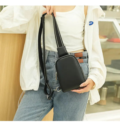 Unisex small chest bag 2024 new soft leather waist bag mobile phone bag fashionable and versatile women's one shoulder crossbody