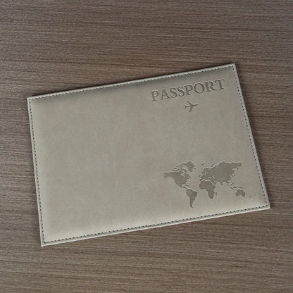 PU Leather Passport Cover For Men & Women Organizer - Protective Card Holder ID Document Covers World Map Travel Passport Case
