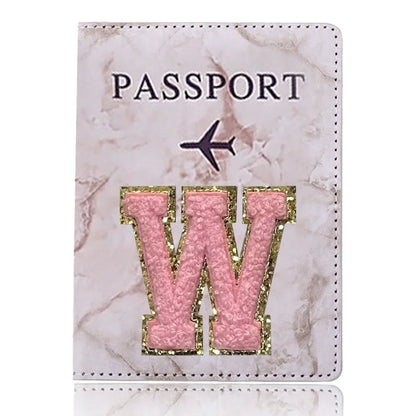 Fashion Passport Protective Cover Embroidery Letter Pattern Travel Passport Holder Wallet Gift PU Leather Card Case Cover Unisex