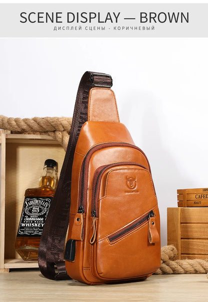 Men's Genuine Leather Chest Bag Large Capacity Casual Men's Messenger Bag Classic Leather Chest Bag XB 127