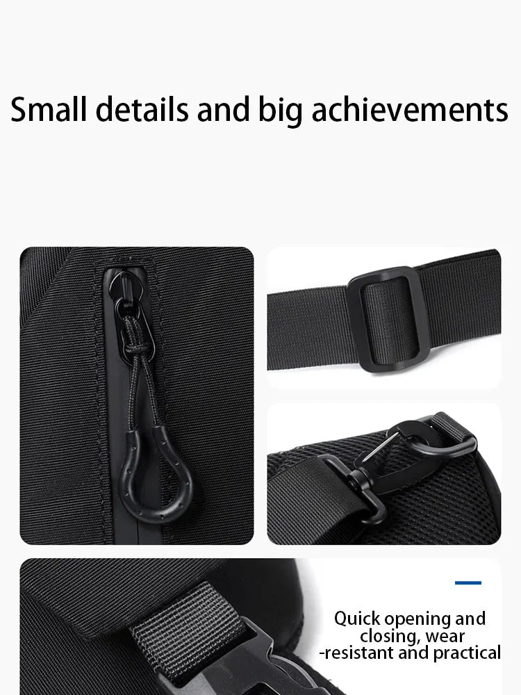 A Cool Men's Messenger Bag Casual Oxford Waterproof And Wearable Shoulder Bag Usb Rechargeable Chest Bag